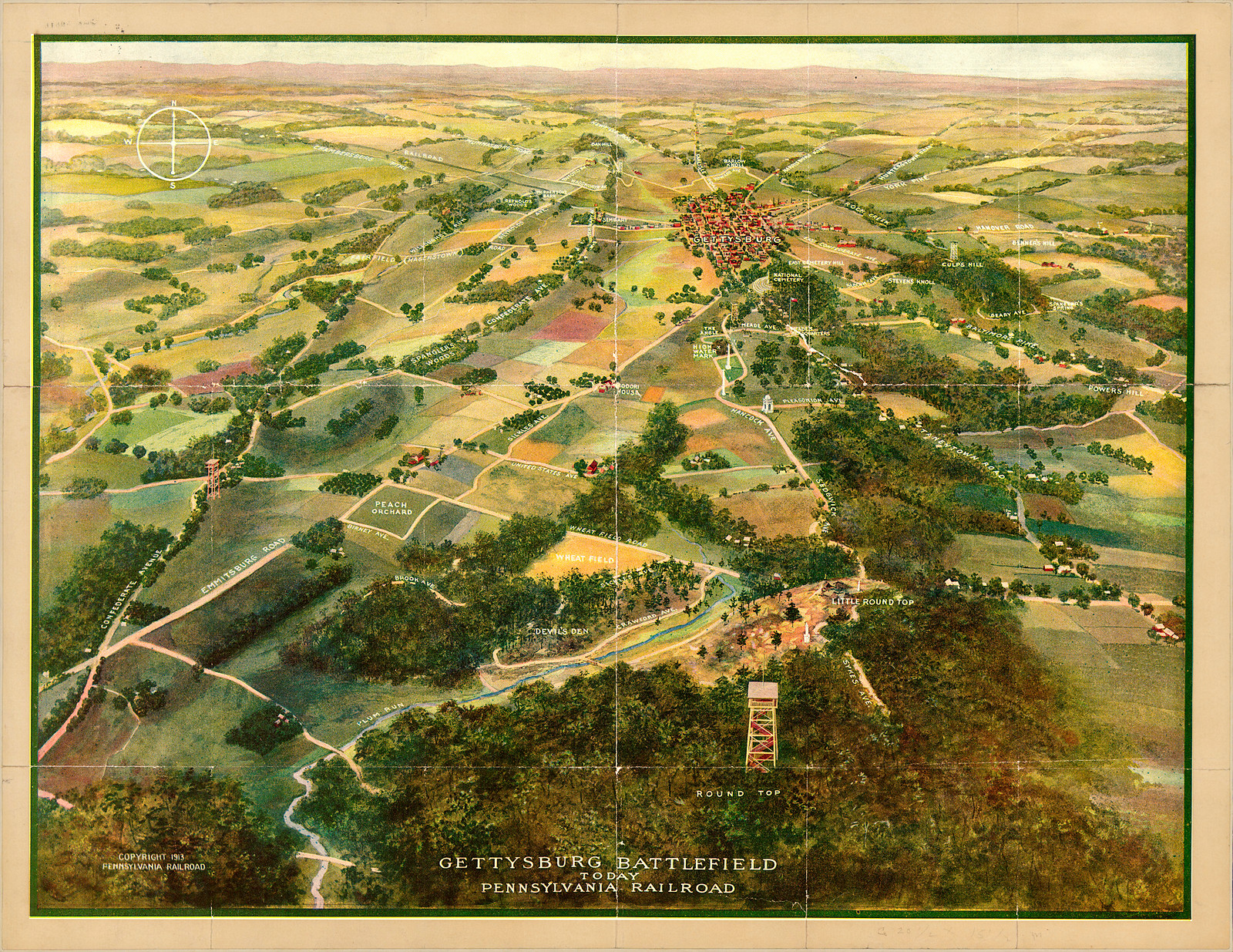 Gettysburg 50 th Anniversary, Pennsylvania, 1913, 1913 — antique map