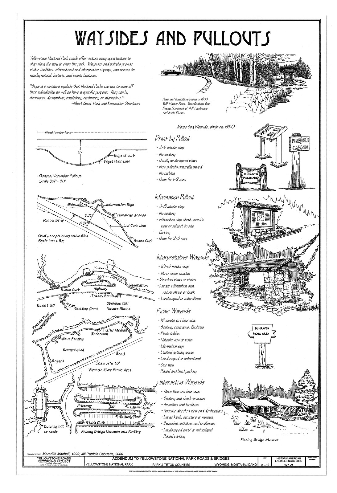 Waysides and Pullouts, Yellowstone National Park Roads — historic image