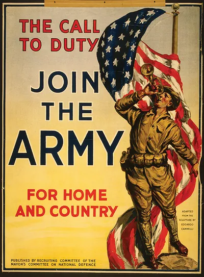 The call to duty Join the Army for home and country.