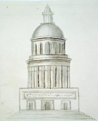 [Monuments, Washington, D.C. Sketch - elevation rendering of circular structure]