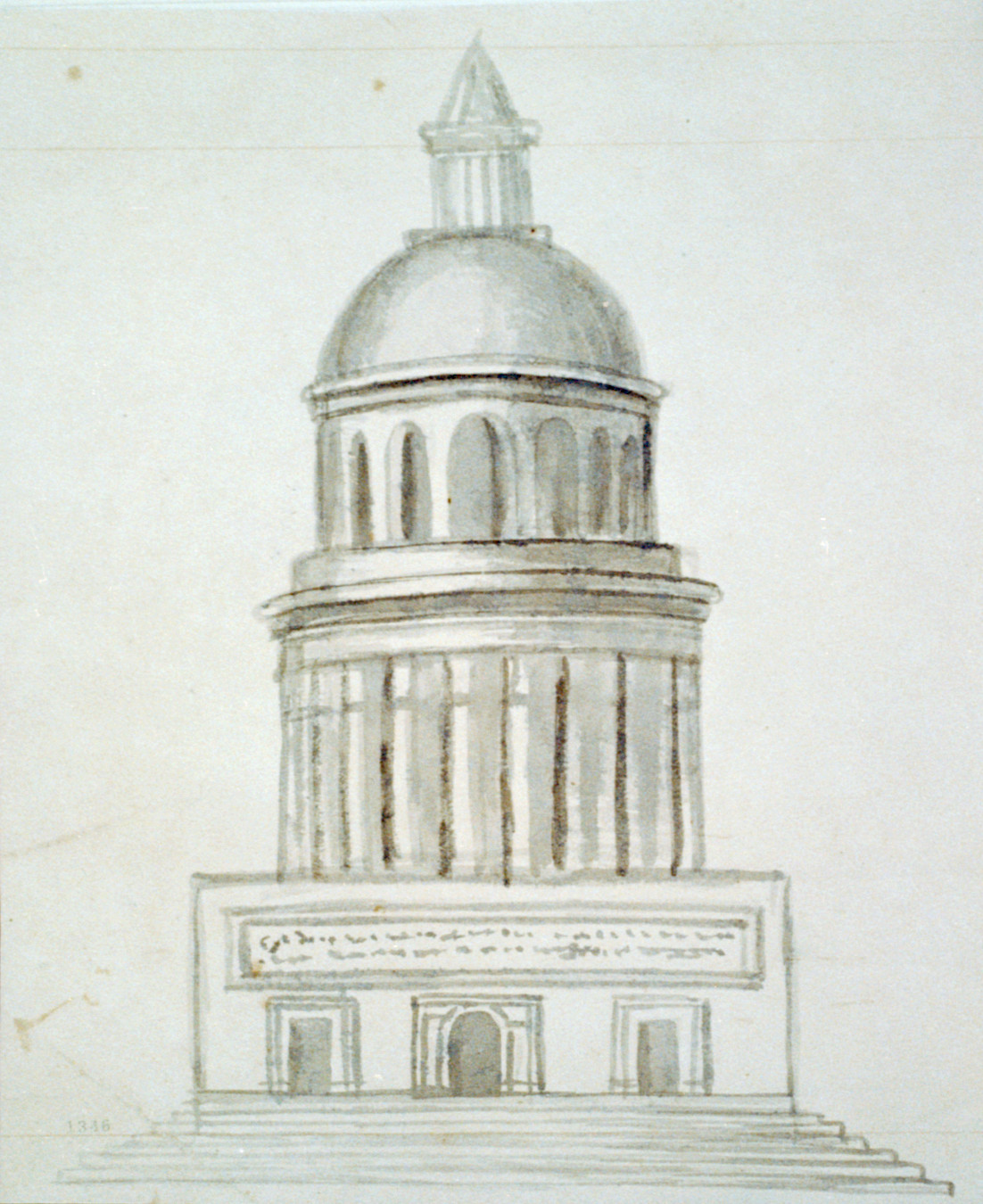 [Monuments, Washington, D.C. Sketch - elevation rendering of circular structure], and Engineering (ADE) Drawings" (http://www.loc.gov/rr/print/res/103_ade.html)." — historic drawing
