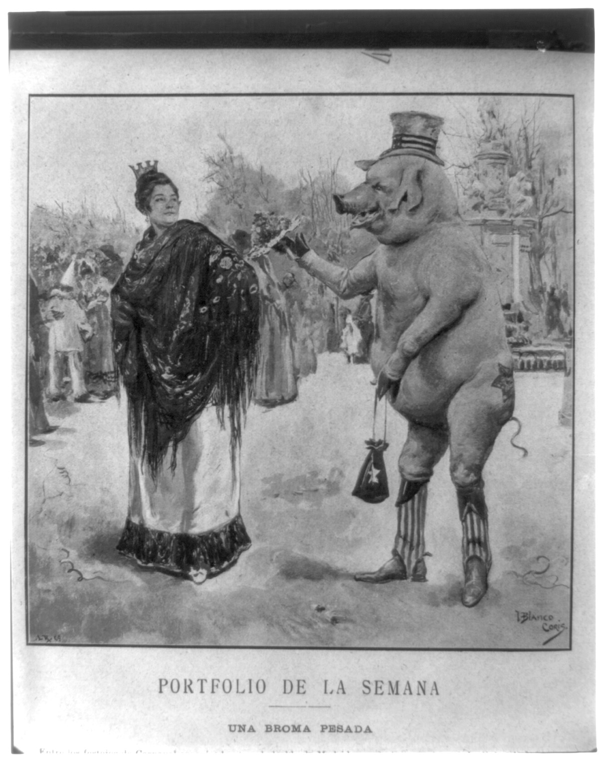[Anti-American cartoon based on the Yankee Pig theme], 1898 Feb. 19. — historic print