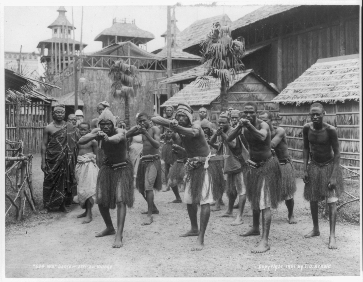 War dance - African village"", c1901. — historic photograph
