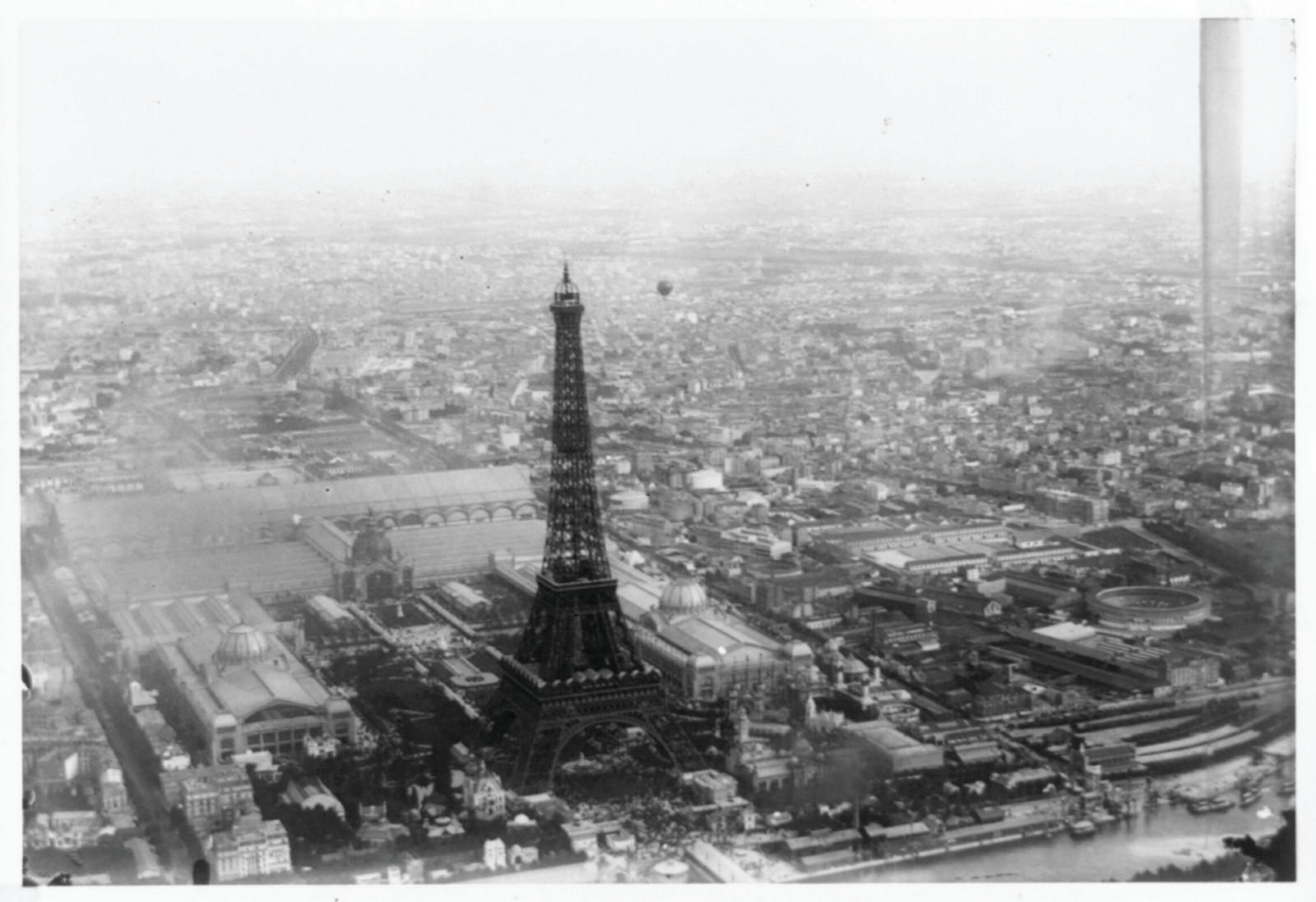 [Aerial view of Paris, France, from balloon, showing the Eiffel Tower in center foreground, taken during the Paris Exposition of 1889], [1889] — historic photograph
