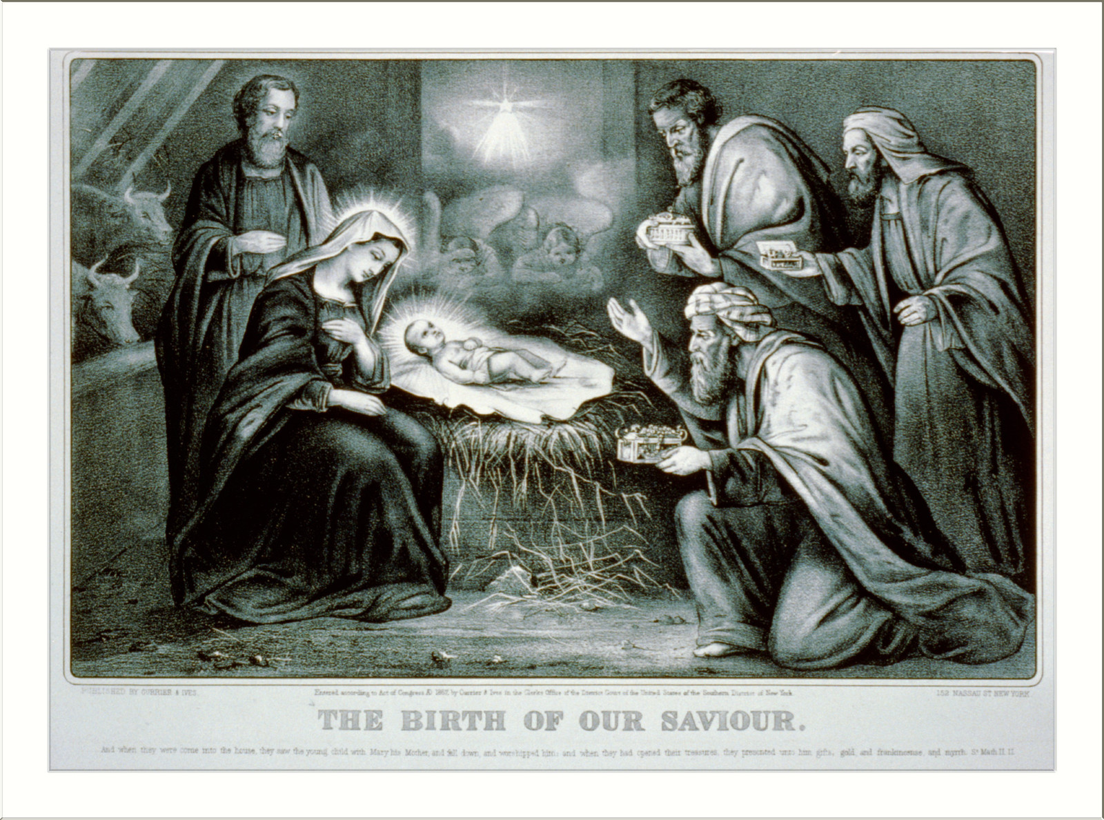 The birth of our saviour, [New York] : Currier & Ives, 1867. — antique lithograph