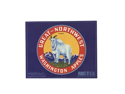 Great-Northwest Washington Apples crate label with mountain goat