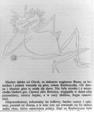 [Contemporary illus. from slavic book: reclining satanic figure]