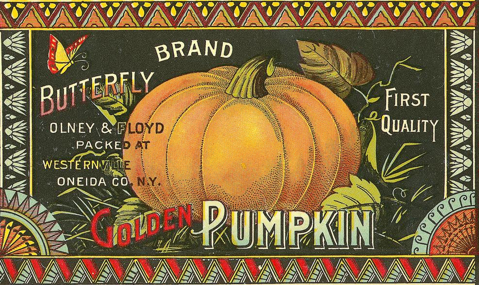 Butterfly Brand Golden Pumpkin First Quality Crate Label — historic image