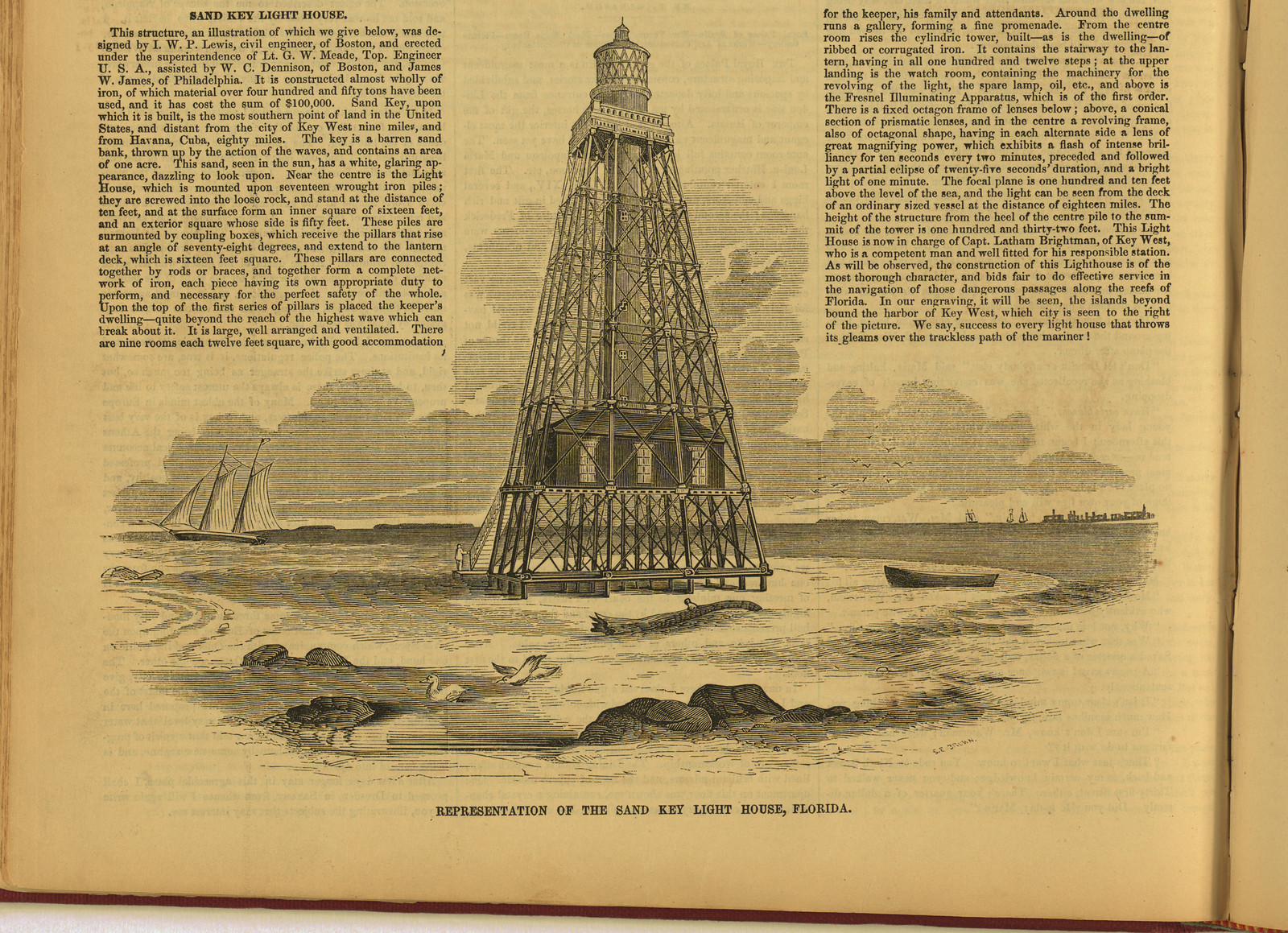 Representation of the Sand Key Light House, Florida — historic image