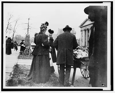 [Vendor and cart near the White House during the egg rolling]
