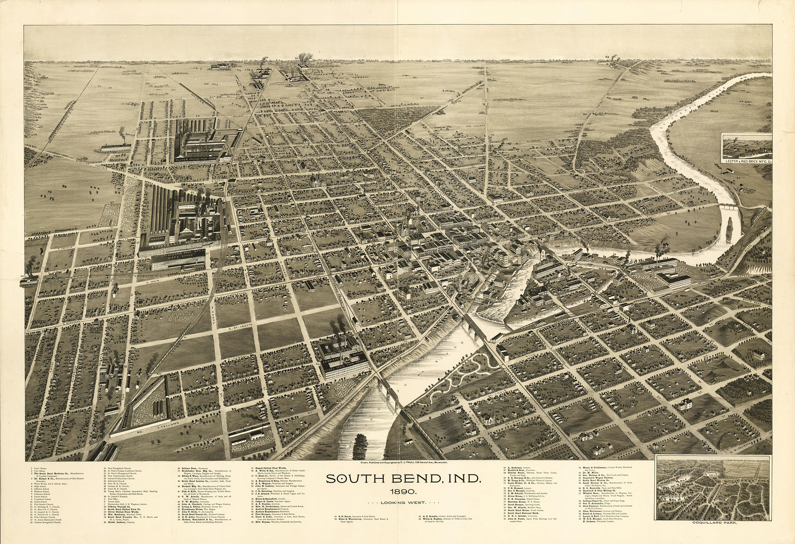 South Bend, Indiana, 1890, 1890 — antique map