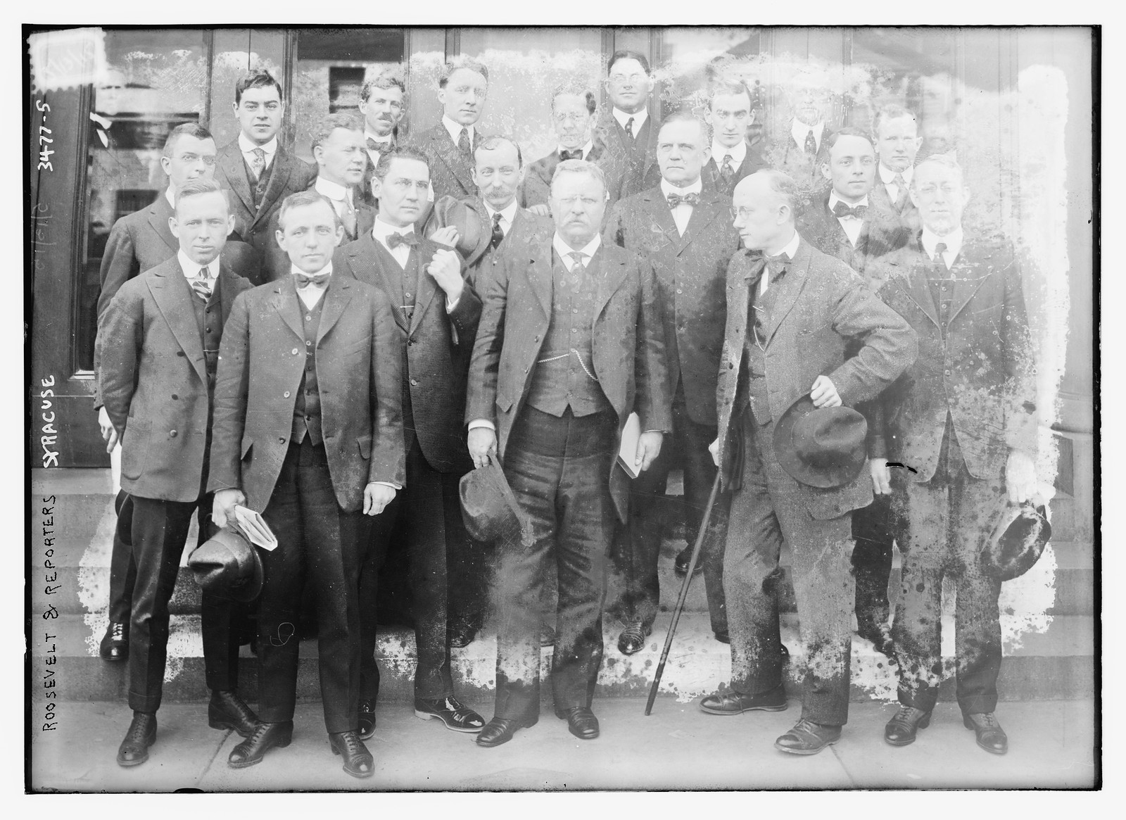 Roosevelt & reporters - Syracuse, n/a — historic photograph