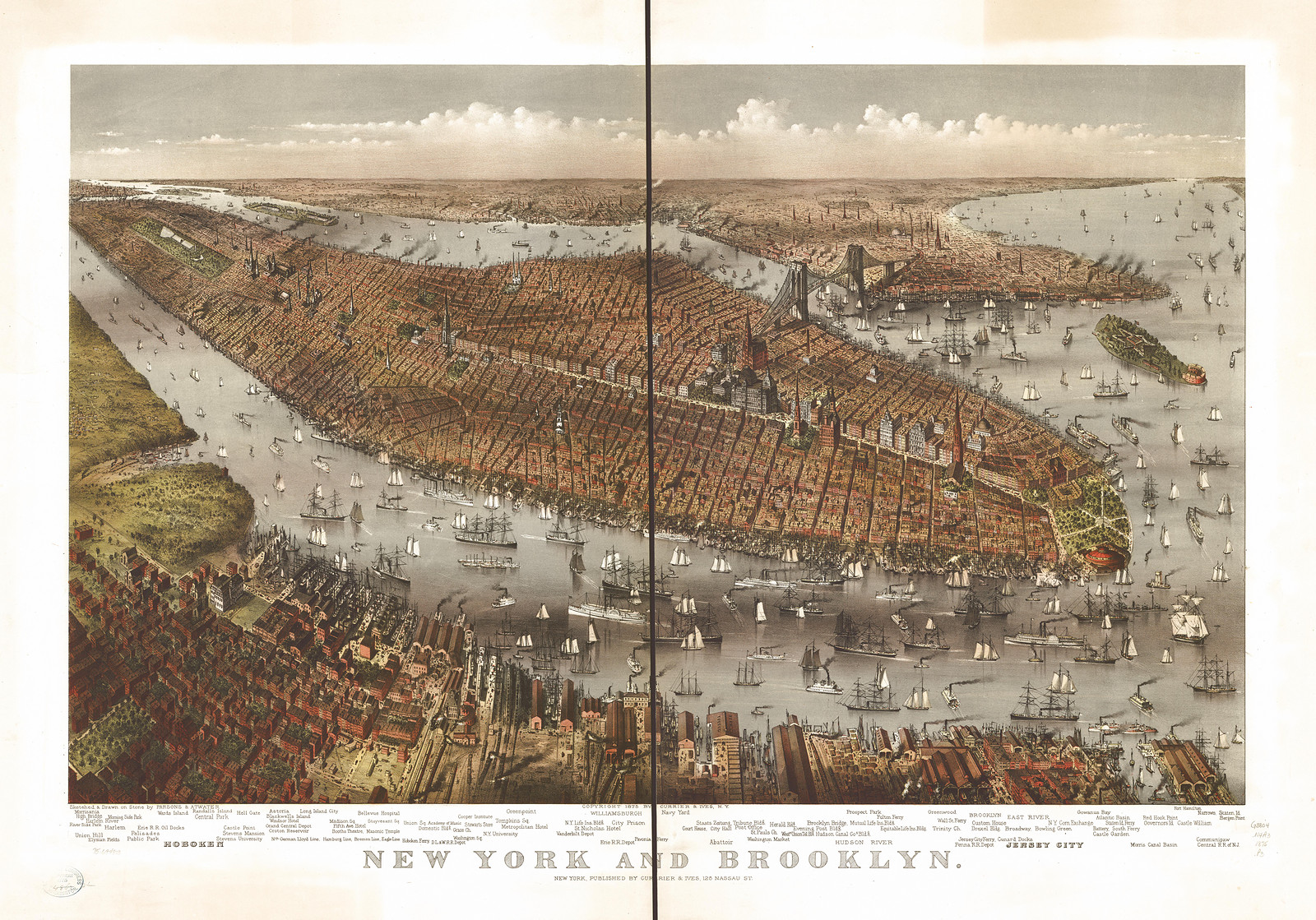 New York, New York, 1875, 1875 — antique map