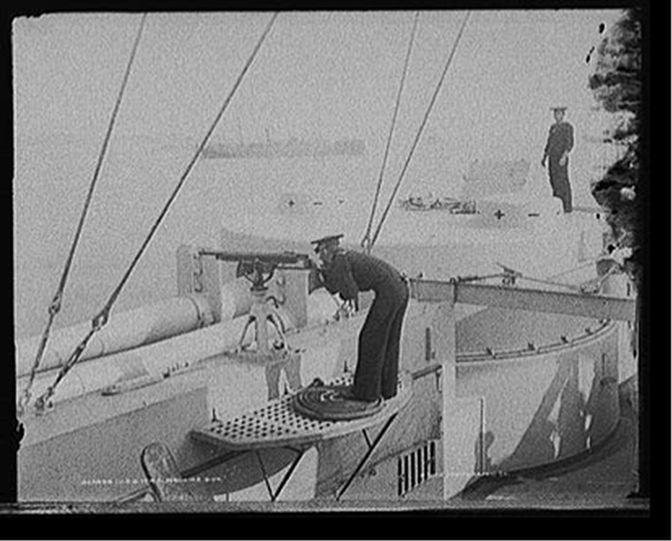 U.S.S. Iowa, machine gun, [between 1897 and 1901] — historic photograph