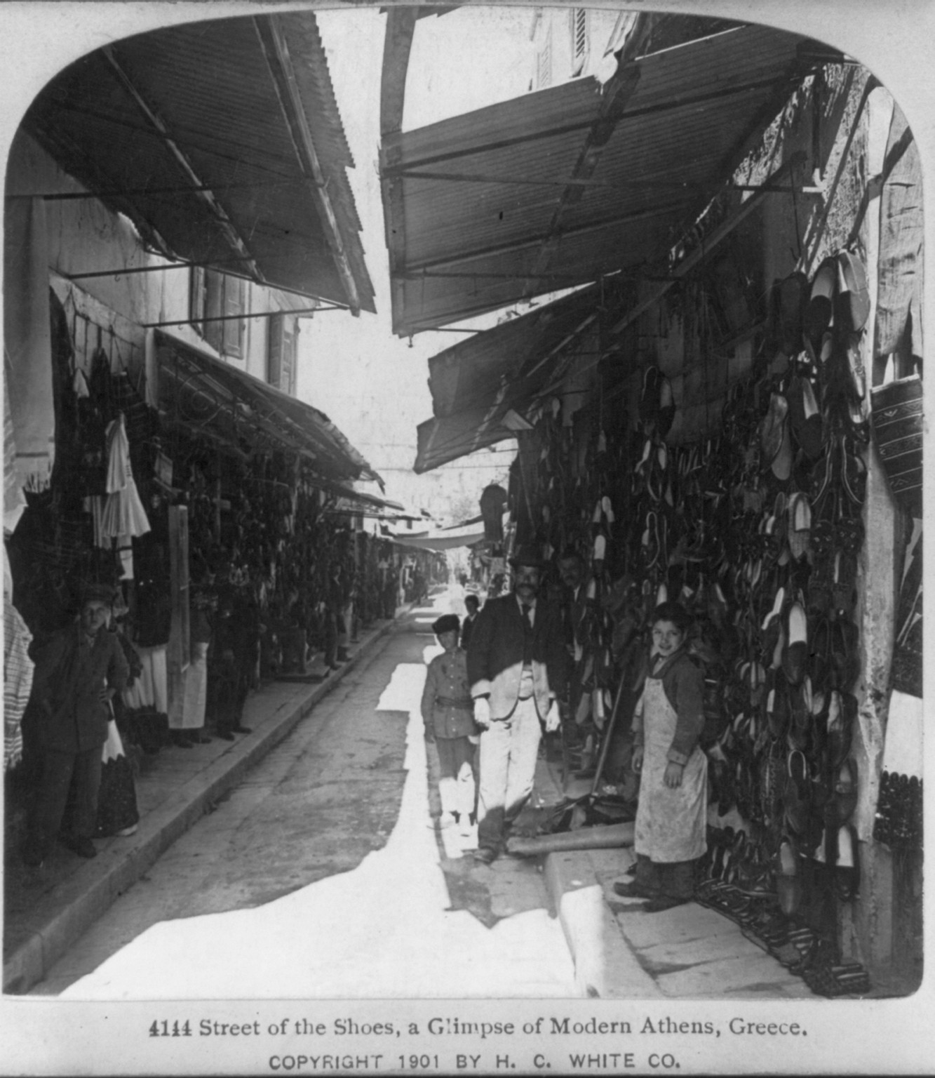 Street of the shoes, a glimpse of modern Athens, Greece, c1901. — historic photograph