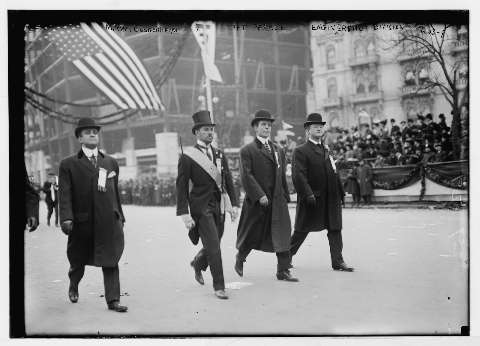 Robert Guggenheim and the Engineer Division in Taft parade, New York, 1908 — historic photograph