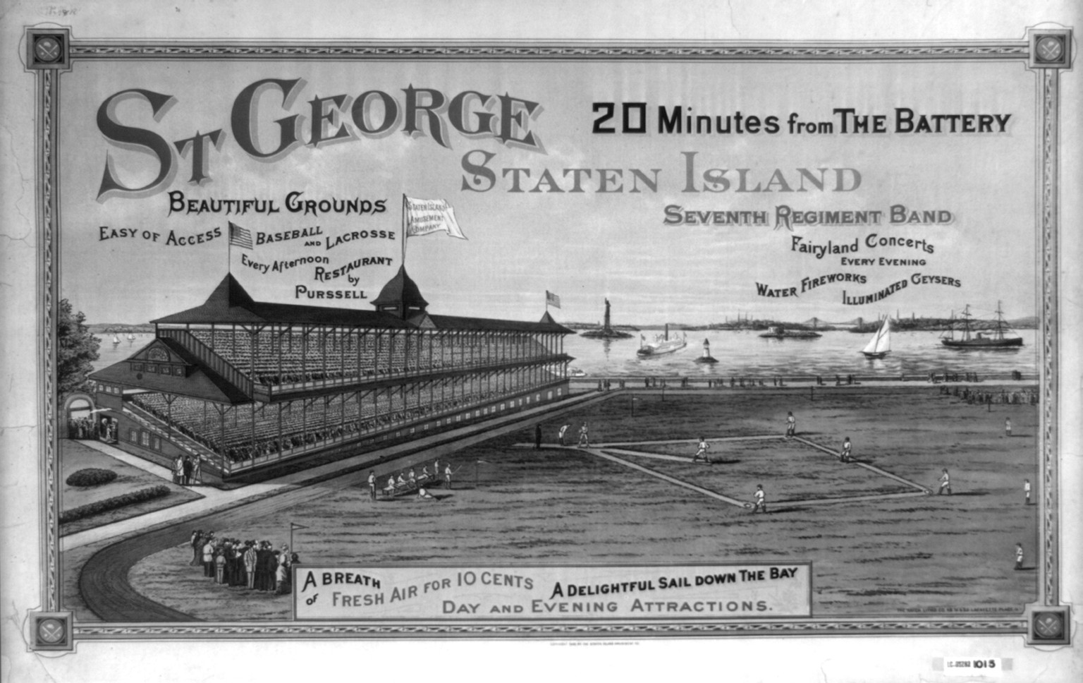 St George Staten Island 20 minutes from the Battery, N.Y. : The Hatch Litho. Co., 49, 51 & 53 Lafayette Place, c1886 April 30. — antique lithograph