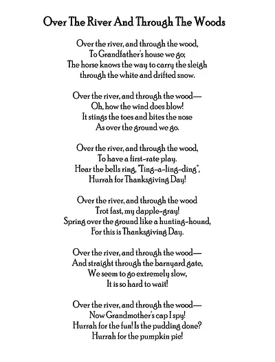 Over the River and Through the Wood, printed poem text