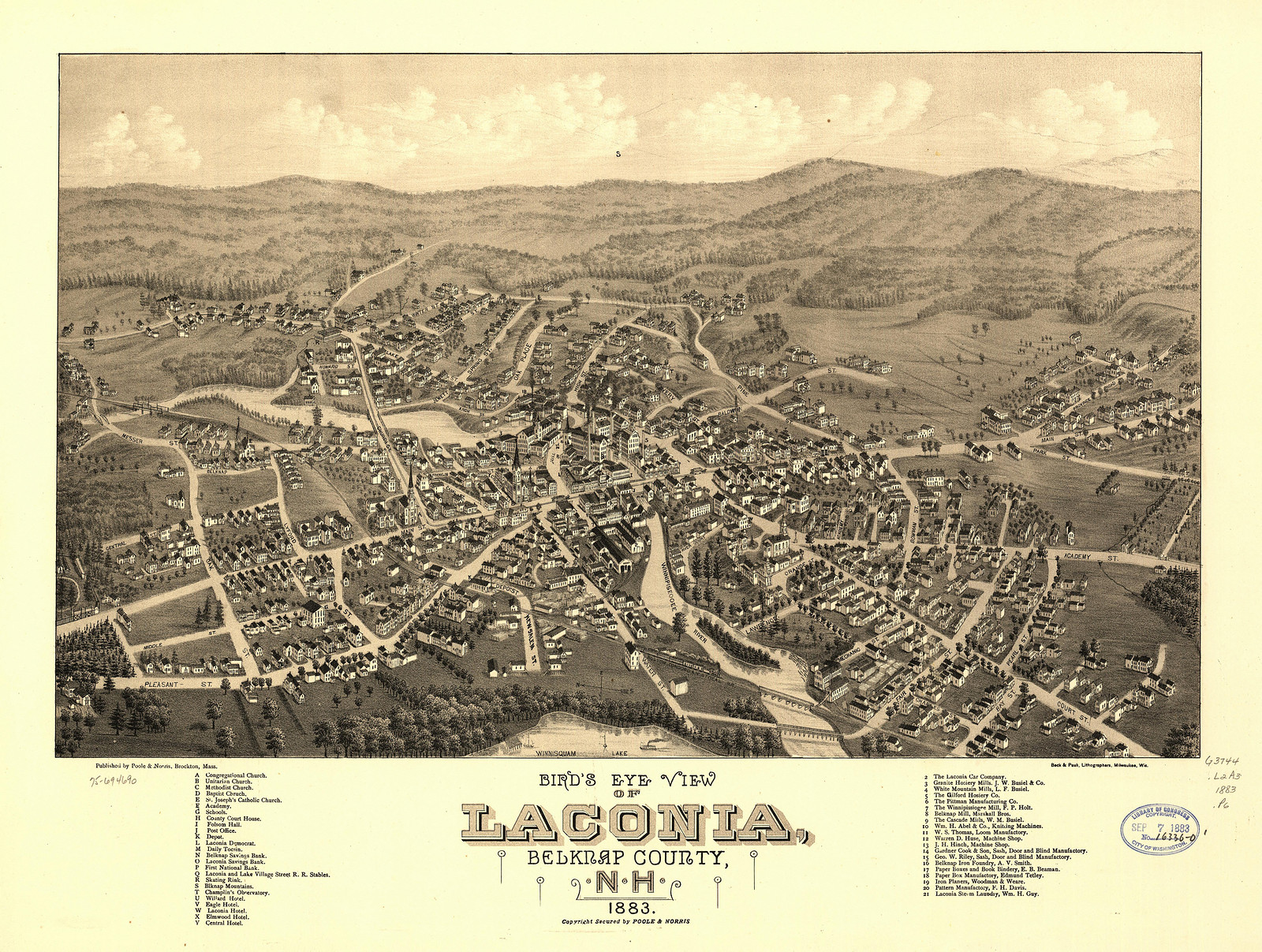 Laconia, New Hampshire, 1883, 1883 — antique map