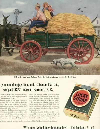 Off to the auctions: Lucky Strike tobacco magazine advertisement
