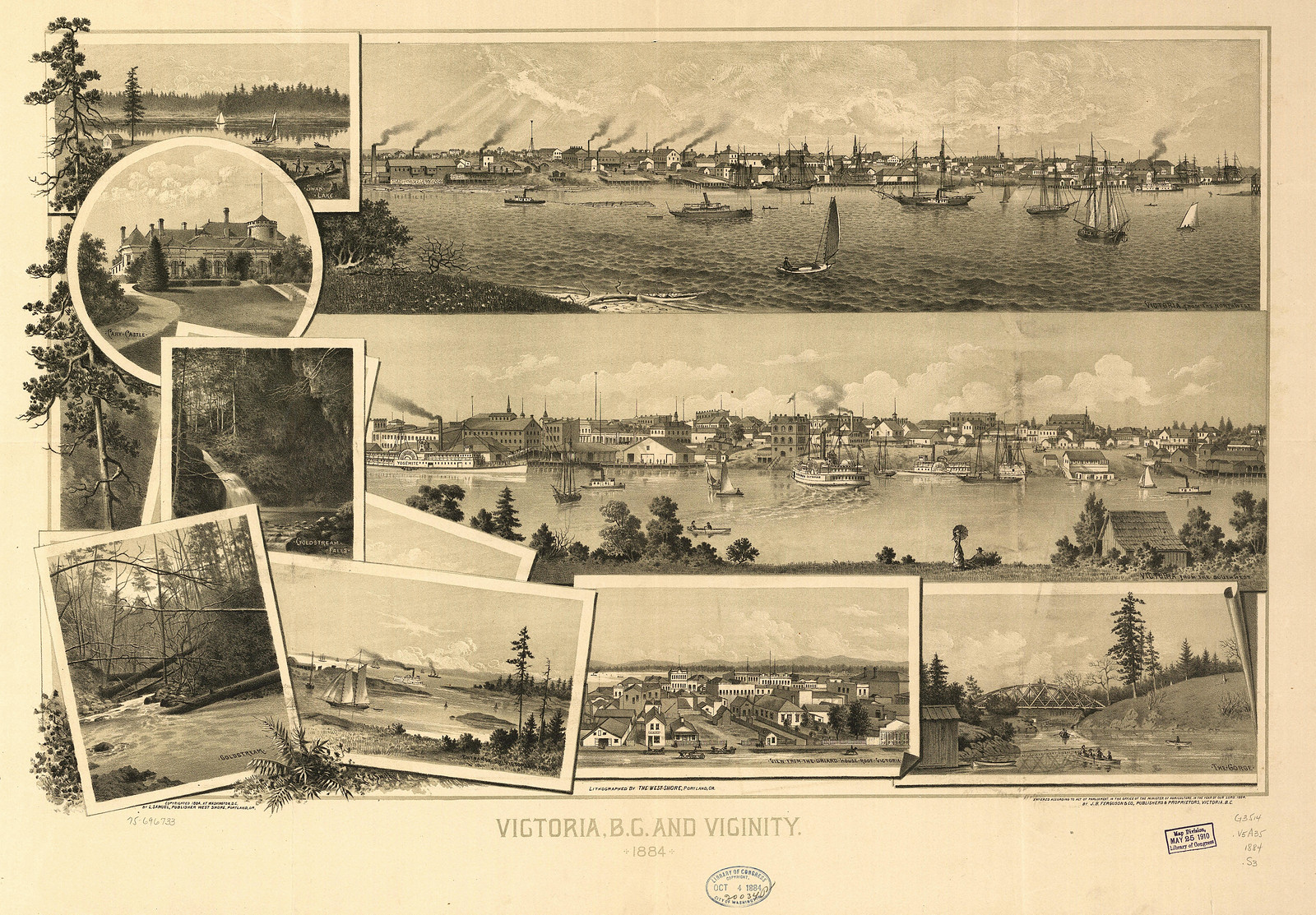CANADA-Vancouver BC-1884, 1884 — antique map