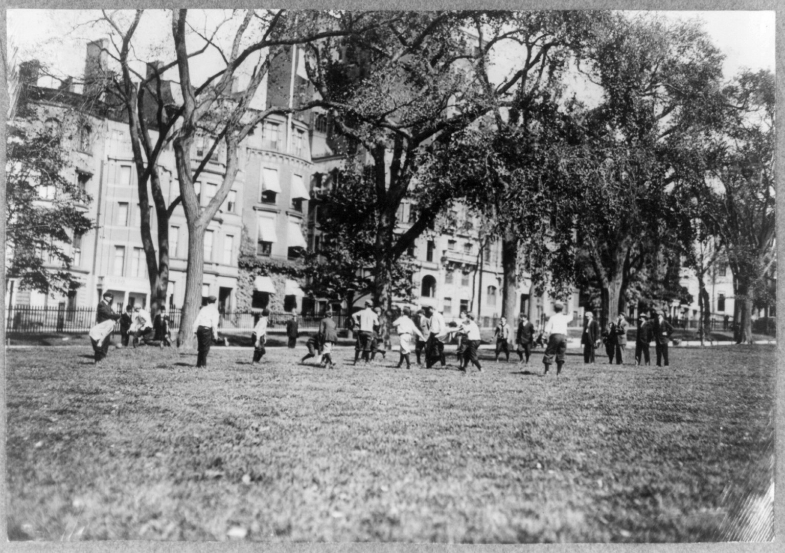 Amateur Football on the Boston Common. Location: Boston, Massachusetts., 1909 October. — historic photograph