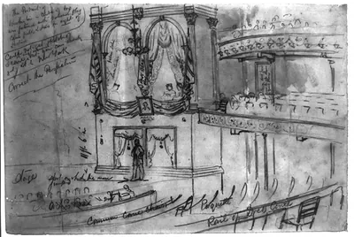 View of the Box in which the Pr[esident was assassina]ted. Taken from the Dress Circle