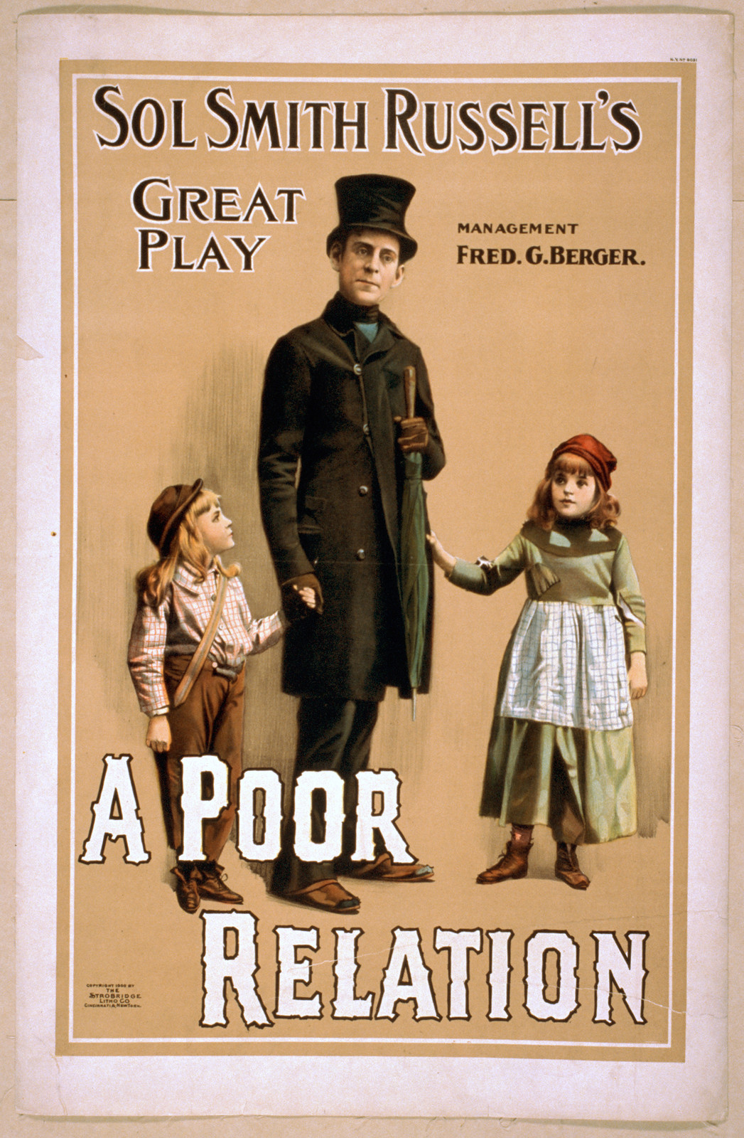 Sol Smith Russell's Great Play A Poor Relation poster — vintage poster