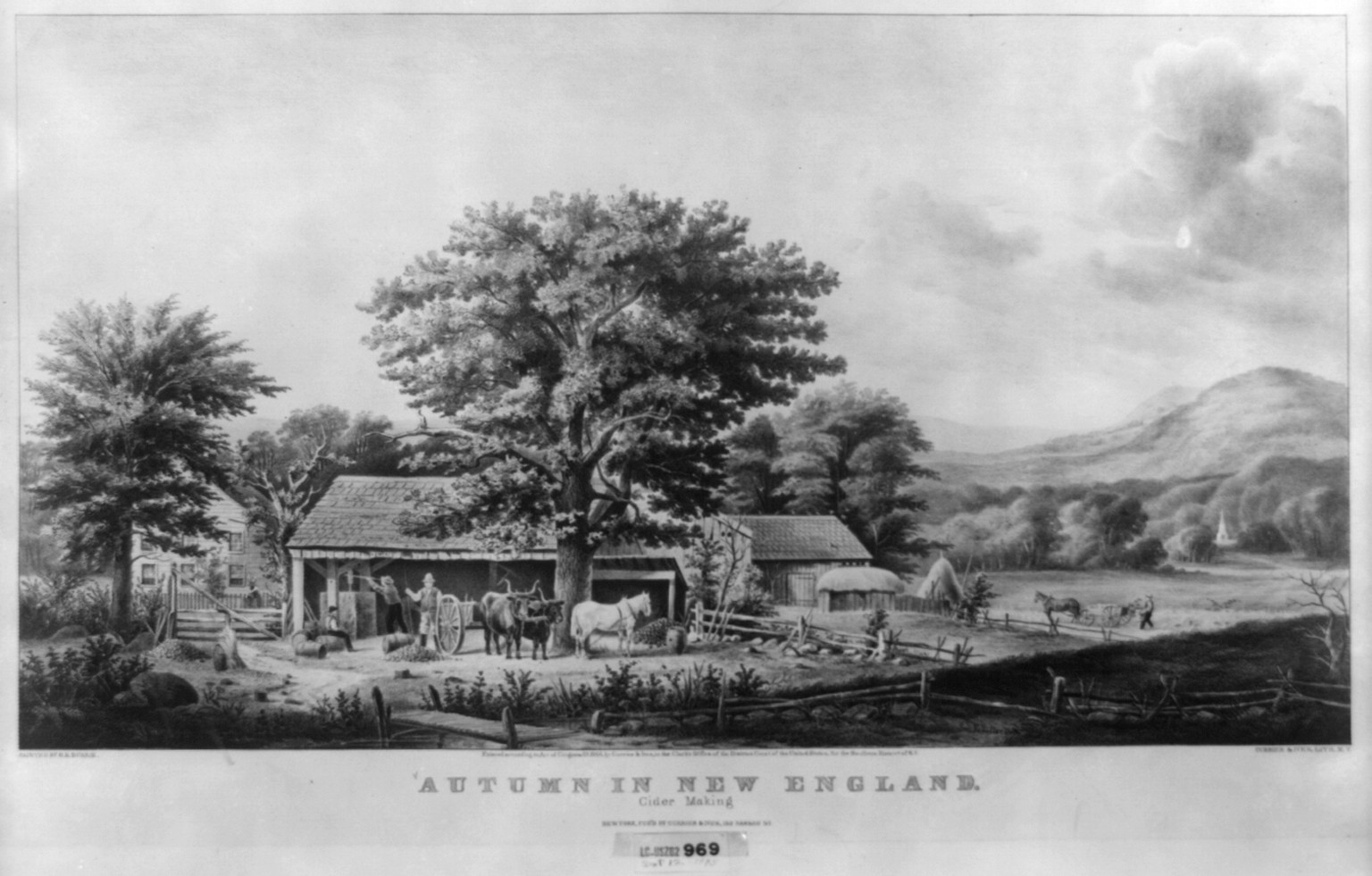 Autumn in New England: cider making, [New York] : Currier & Ives, 1866. — antique lithograph