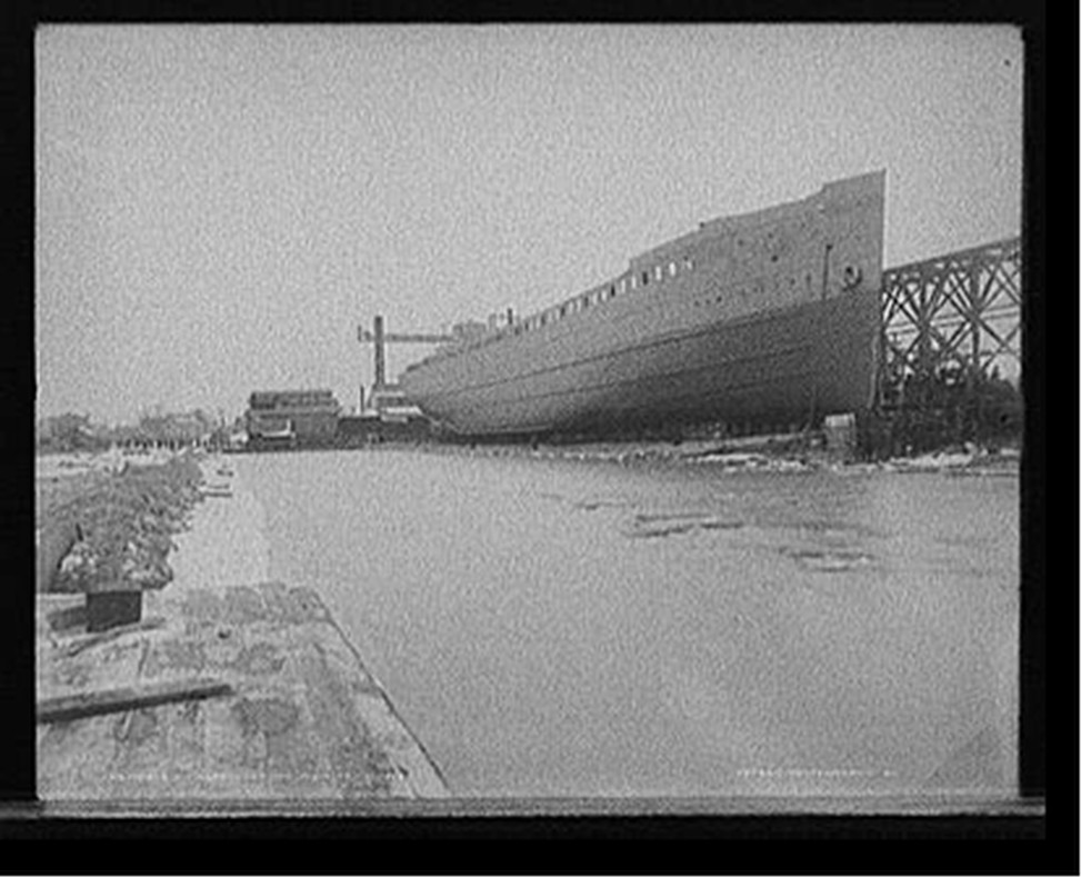 S.S. Tionesta on the ways, 1902 Dec. 15. — historic photograph