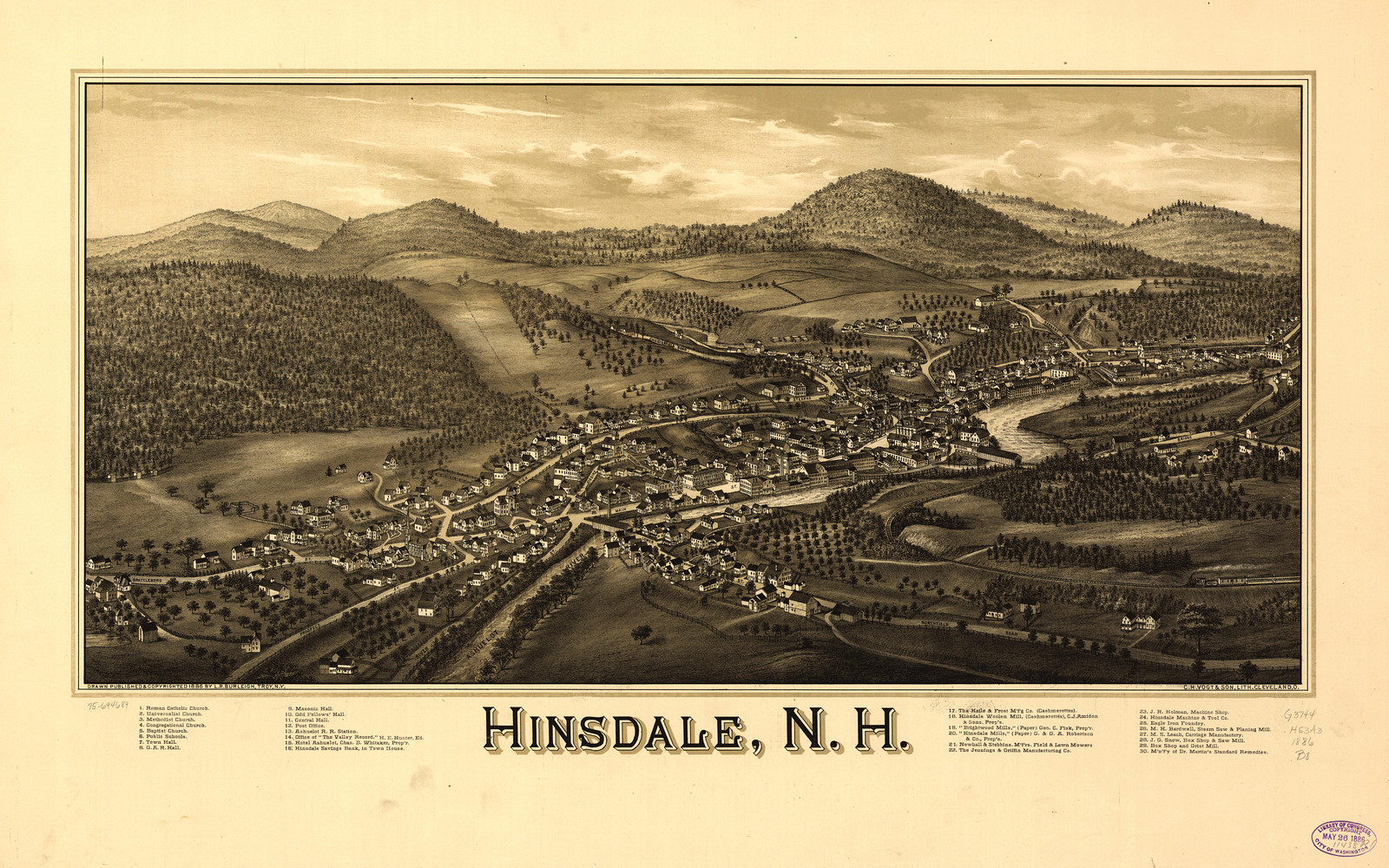 Hinsdale, New Hampshire, 1886, 1886 — antique map