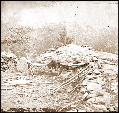 Gettysburg Pa. Interior view of breastworks on extreme left of the Federal line