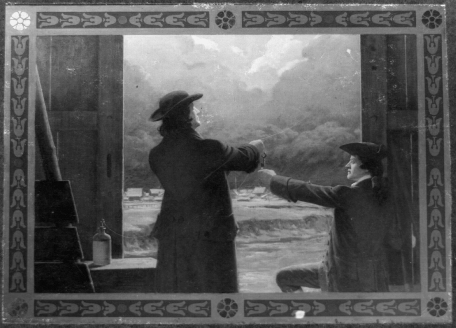 Franklin's experiment with the kite, c1911. — historic photograph
