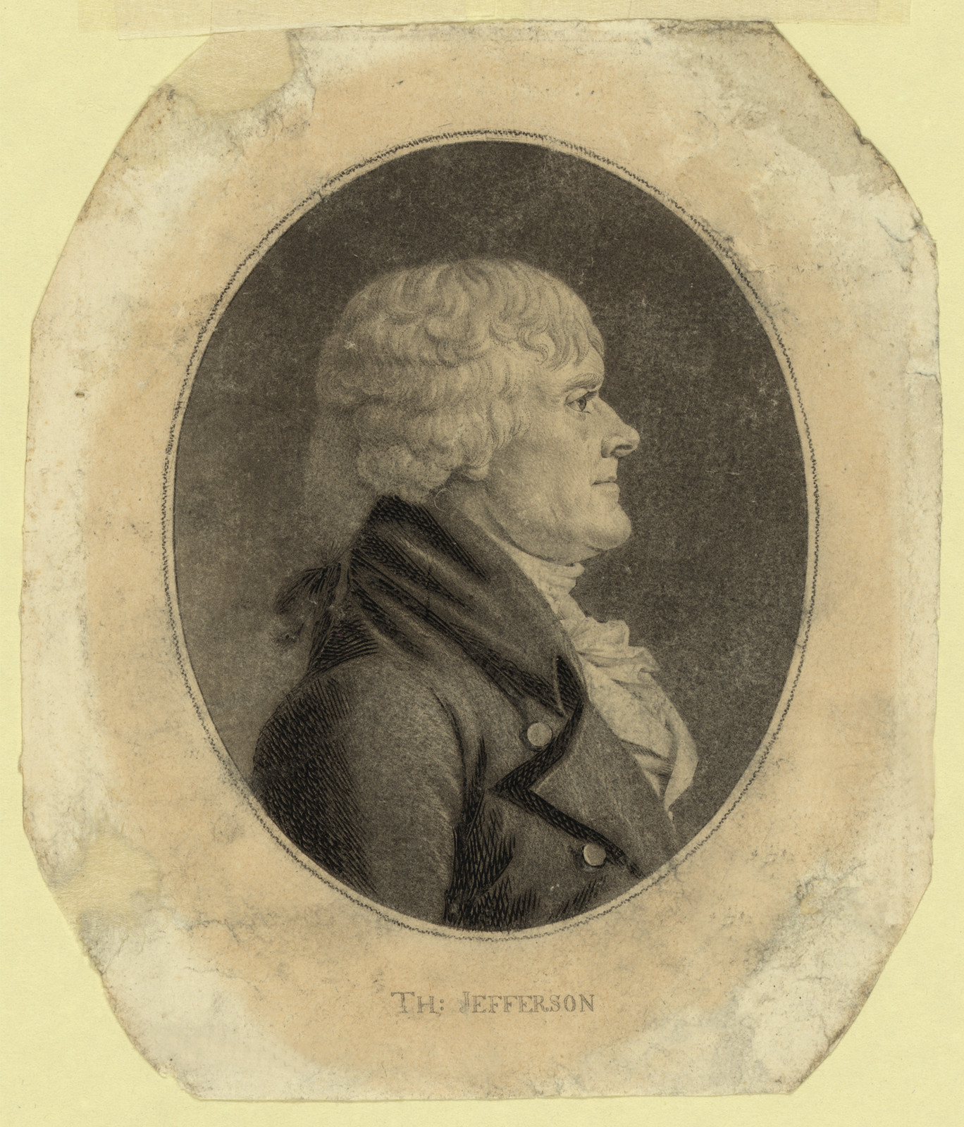 Th: Jefferson, engraved head-and-shoulders portrait facing right — historic image