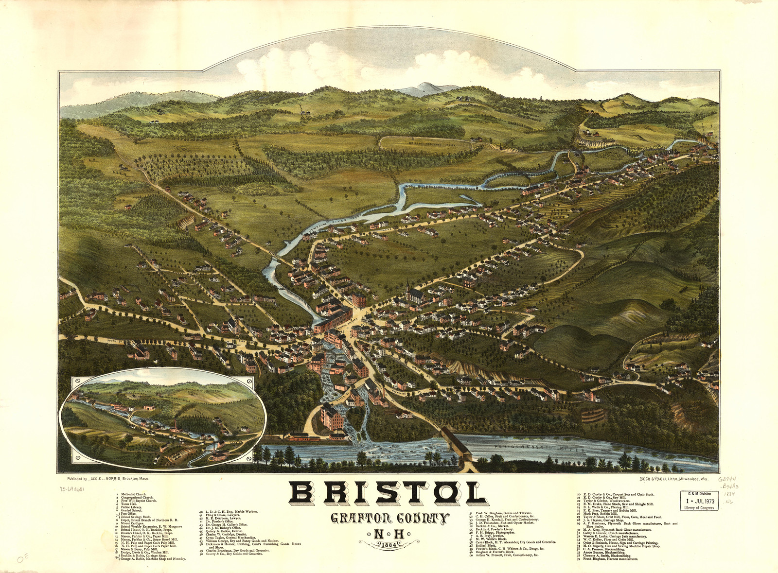 Bristol, New Hampshire, 1884, 1884 — antique map