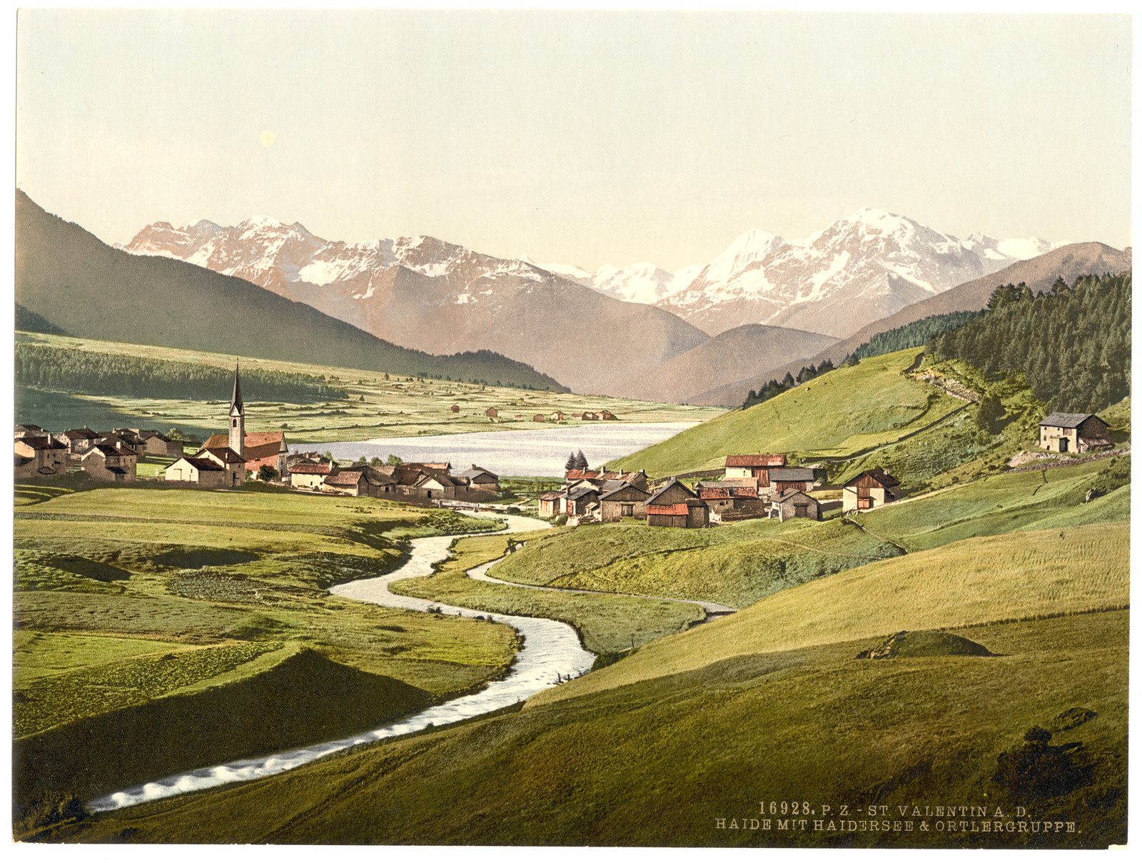 St. Valentine on the Danube Haide with Haidersee and Ortergruppe Tyrol Austro-Hungary, [between ca. 1890 and ca. 1900]. — historic print