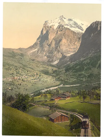 Grindelwald and Mount Wetterhorn Bernese Oberland Switzerland