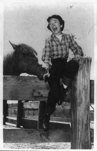 In a brave moment Nancy let the horse lick her hand, then squealed like mad at his touch