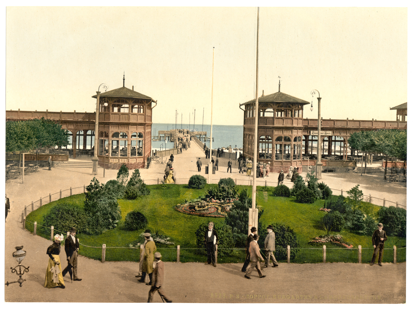 Kurgarten & Landungsbrucke Zoppot East Prussia Germany (i.e. Sopot Poland), [between ca. 1890 and ca. 1900]. — historic print