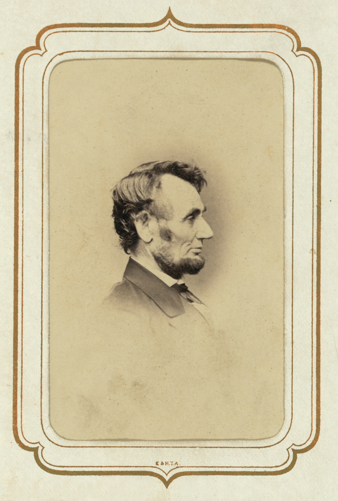 Abraham Lincoln, head-and-shoulders portrait, facing right, c. 1860 — historic print