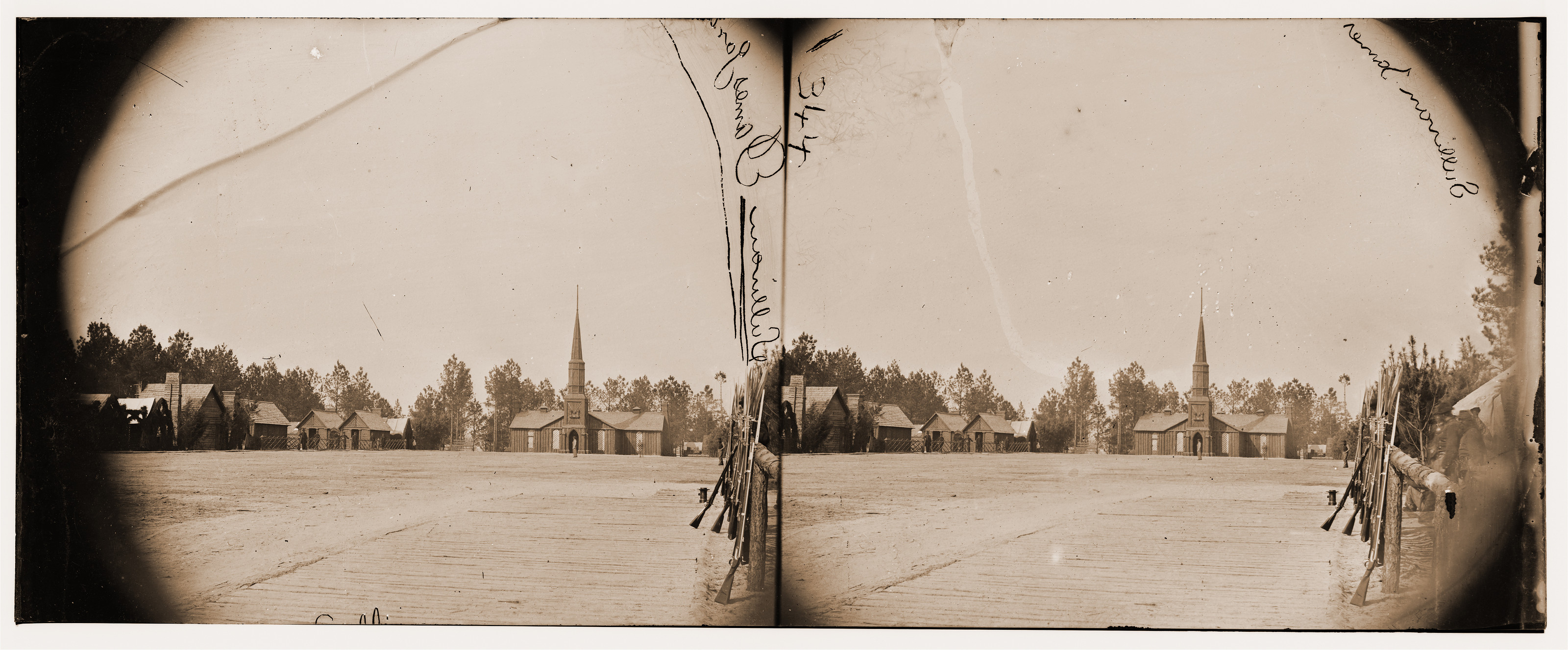 Petersburg Virginia (vicinity). Church and camp of the 50th New York Engineers, 1862 — historic photograph
