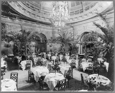 [Waldorf-Astoria Hotel, New York - interiors: Palm garden (dining room)]