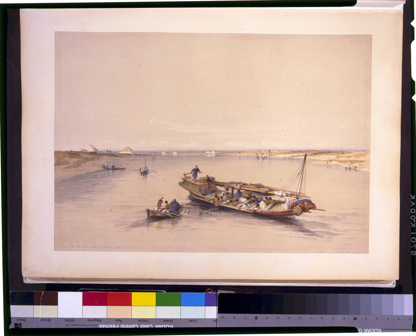 View on the Nile looking towards the pyramids of Dashour and Taccara / David Roberts, R.A., [published between 1846 and 1849] — antique lithograph