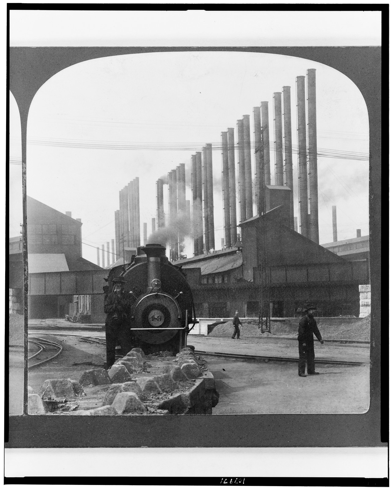 [A characteristic row of smokestacks at steel works, Homestead, Pennsylvania], c1907. — historic photograph
