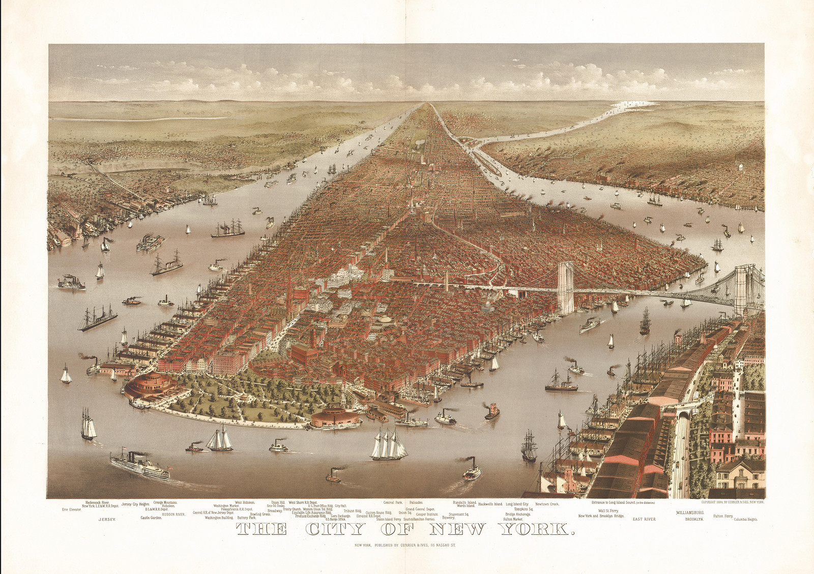 New York, New York, 1884, 1884 — antique map