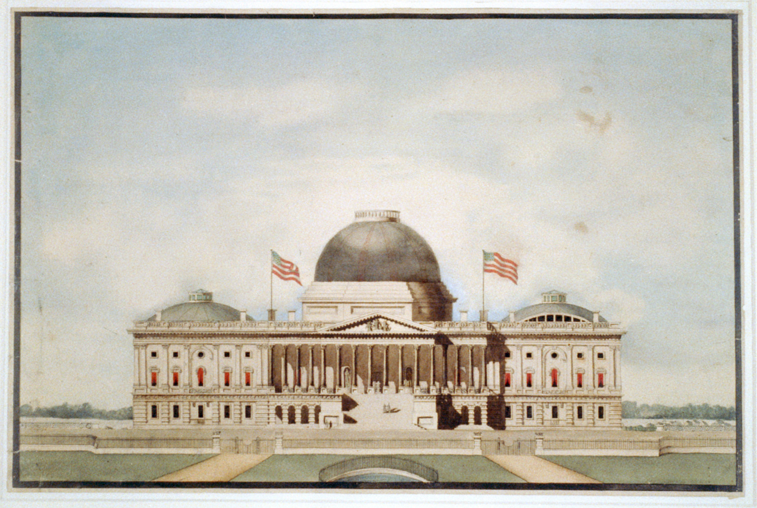 [United States Capitol, Washington, D.C. East front elevation, rendering], [1834] — historic drawing