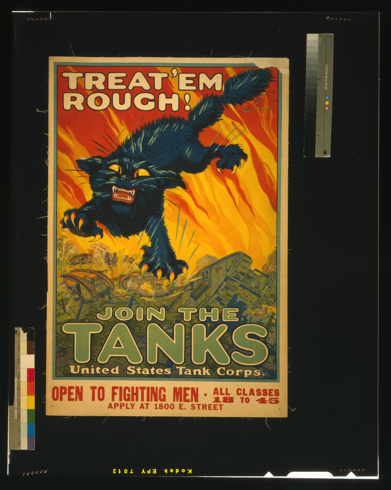 Treat em rough - Join the tanks United States Tank Corps / Ahgiet Hutaf National Printing Engraving Co. Chicago New York St. Louis., 1917 — vintage poster