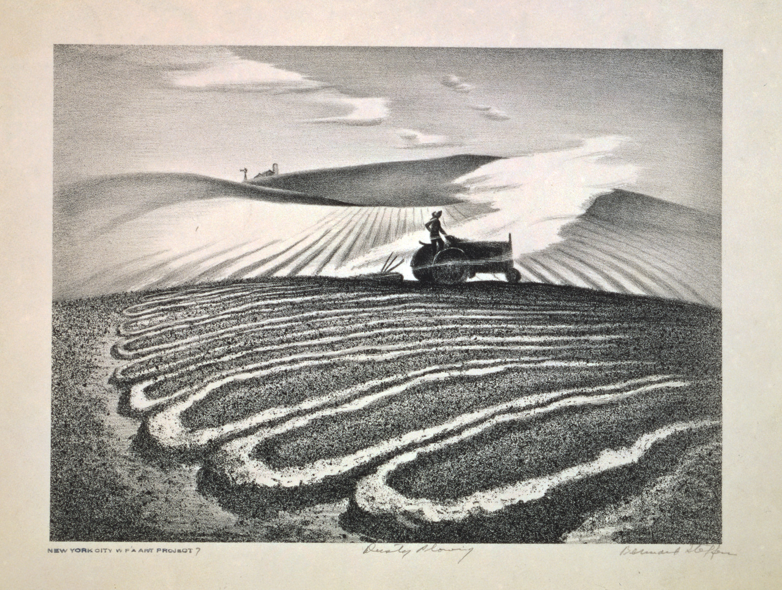 Dusty plowing / Bernard Steffen., [1943] — antique lithograph
