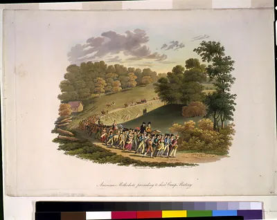 American methodists proceeding to their camp meeting / J. Milbert del. ; M. Dubourg sculp.