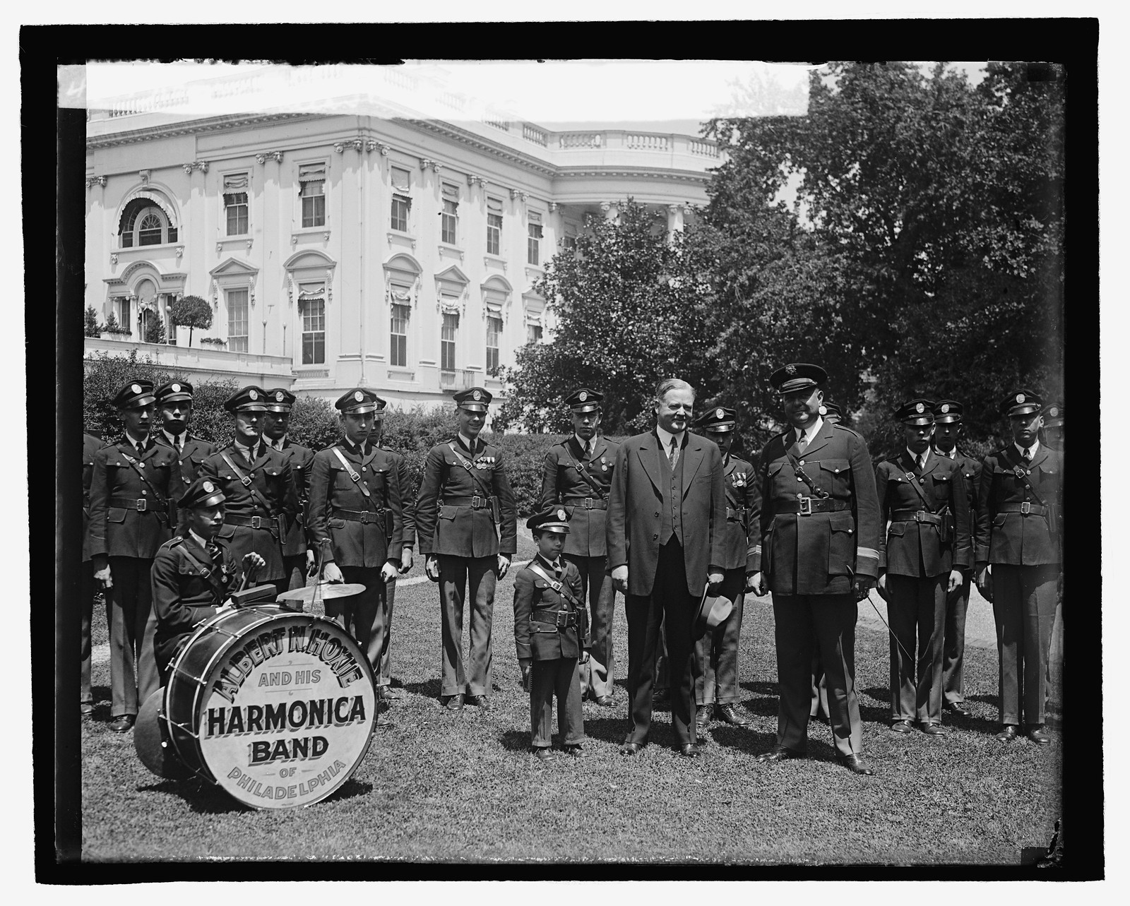 Hoover with Phila. Harmonica Band, 7/2/29, [19]29 July 2. — historic photograph